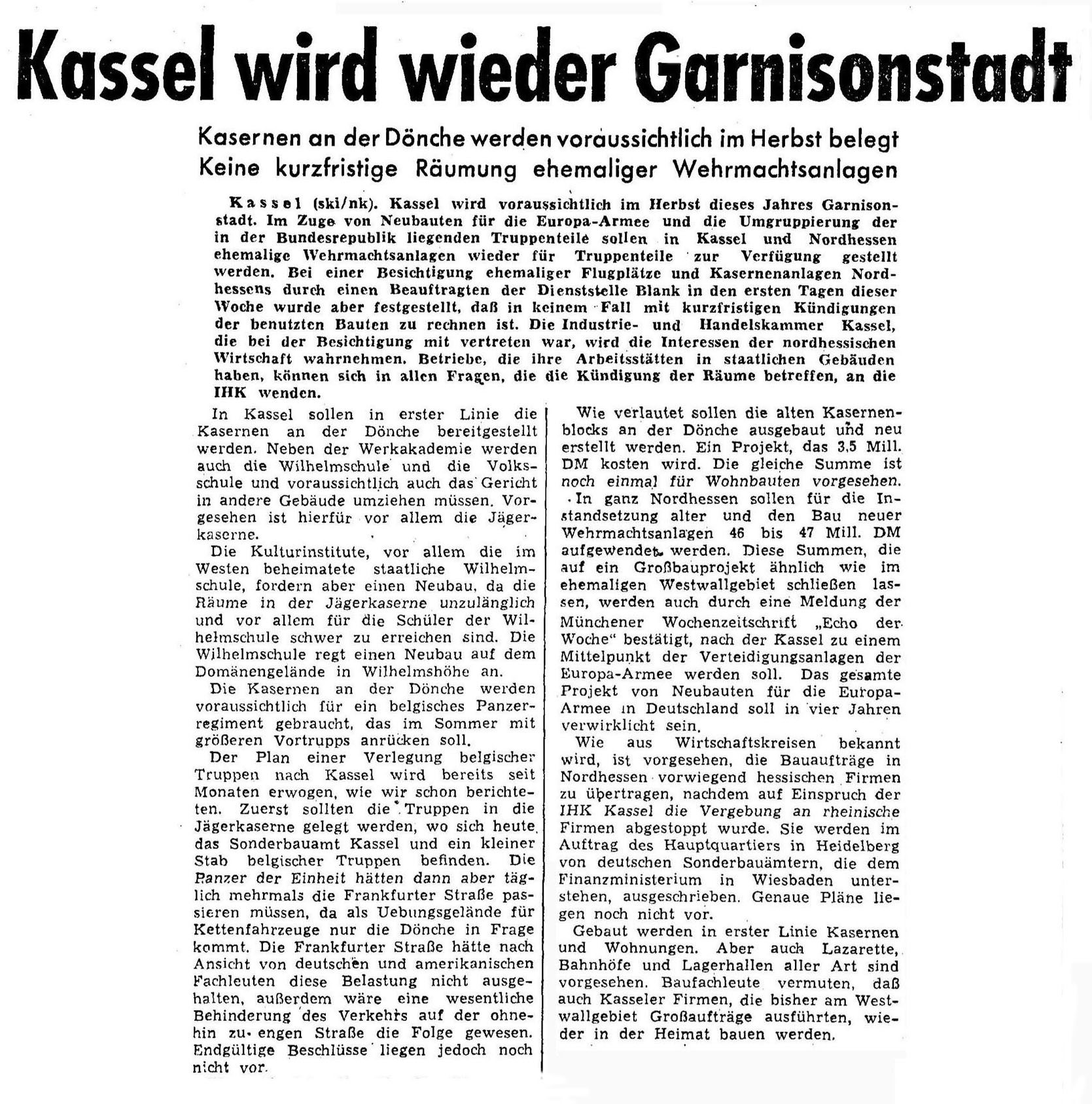Kassel wieder Garnison 27.03.52_